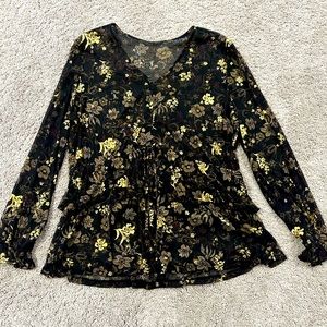 EUC black and gold sheer blouse